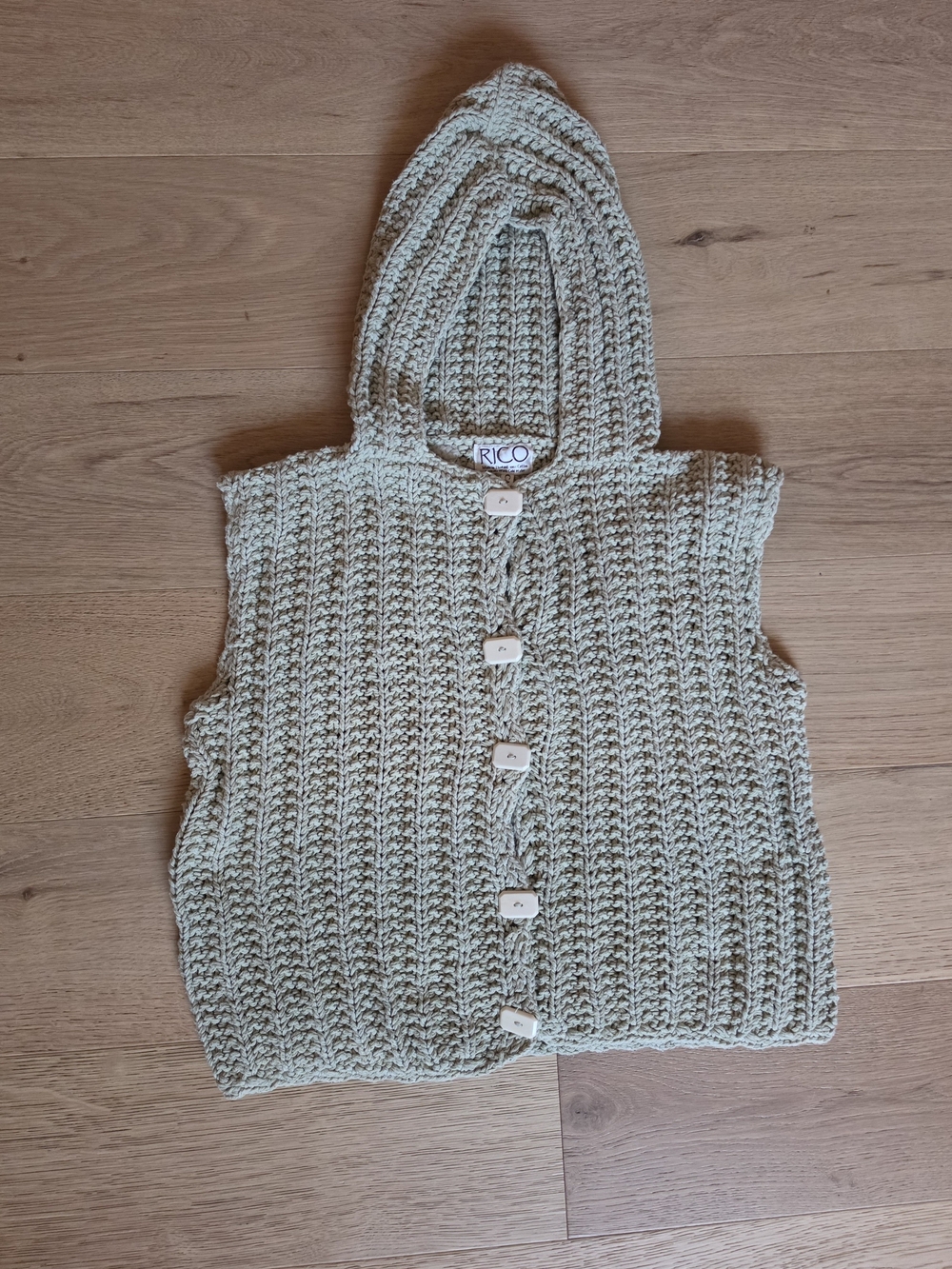 Hooded Knit Vest in Light Sage